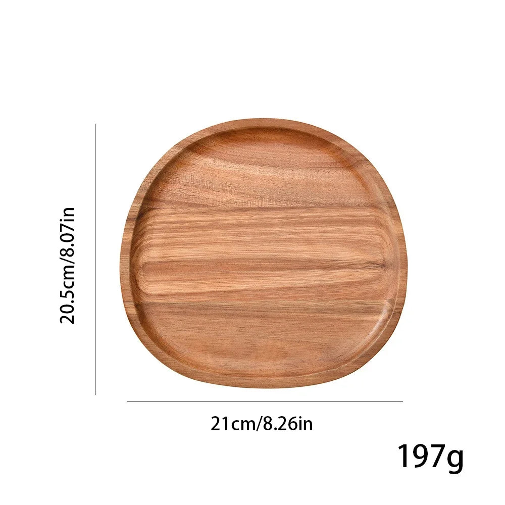 1Pc Oval Tray Food Serving Plate Acacia Wood Snack Deseert Plate Teaboard Natural Tea Food Server Dishes Drink Platter