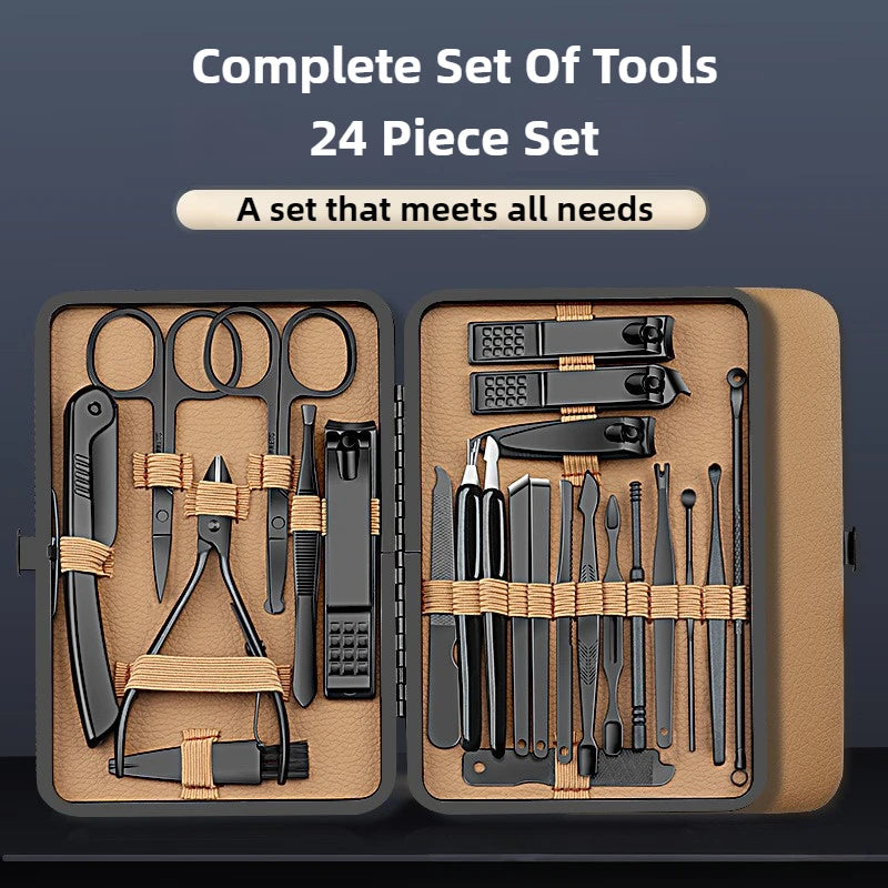 7/16/24 Pcs Manicure Set Professional Nail Clipper Kit Stainless Steel Manicure Kit,nail Care Tools with Luxurious Travel Case