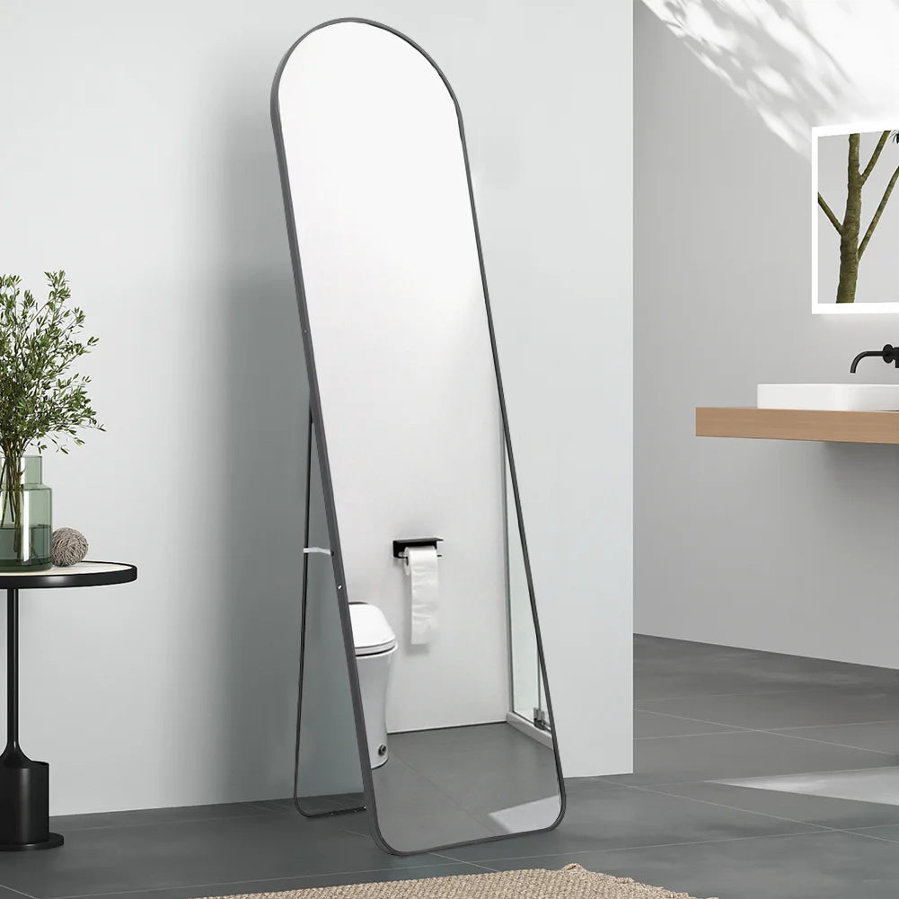 Black 150cm Modern Arched Wall Freestanding Floor Mirror