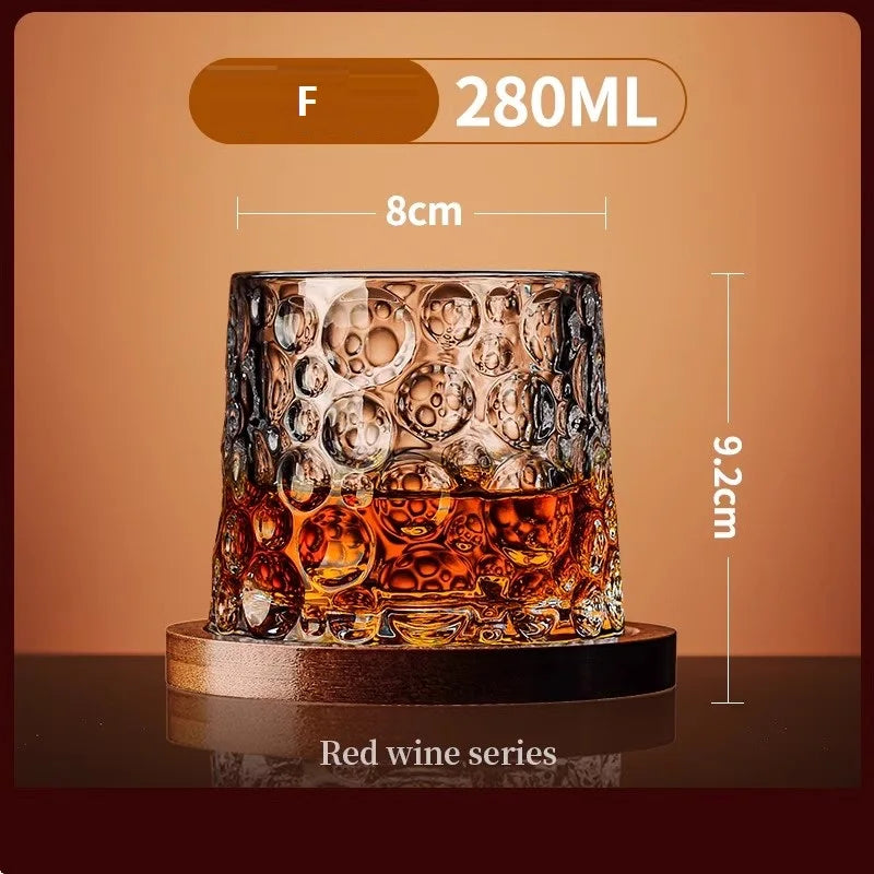 Tumbler Whiskey Glass with Base Crystal Whiskey Glasses Rotating Spinning Wine Brandy Glass Cup Drinkware for Bar Home