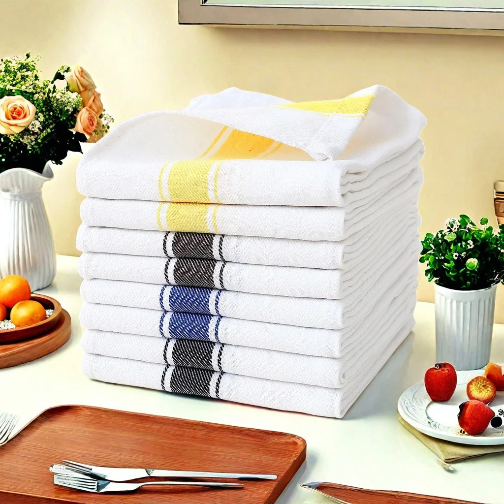 Herringbone Striped Dish Towels Highly Absorbent Kitchen Towels Reusable Bar Restaurant Cleaning Cloth Napkins Oversized 19X28In