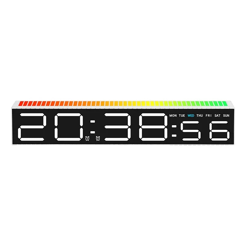 LED Alarm Clock Colorful Table Clock with Rhythm Light RGB Lamp Pickup Light Sound Control Music Rhythm Desktop Clock Home Decor