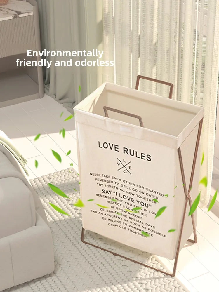 Trendy Foldable Laundry Basket with Lid for Home Batoom Dir Clothes Hamper Iron Material Japanese Sle Storage Basket