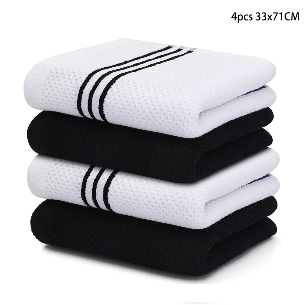 Kitinjoy 4/6pcs Cotton Towel For Kitchen Waffle Weave Stripe Kitchen Towel Absorbent Dishcloth Soft Drying Home Cleaning Cloths