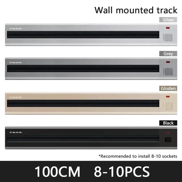 Enchufes móviles montados en la pared, Riel de enchufe de pista moderno, potencia de electrodomésticos de alta gama, puertos USB