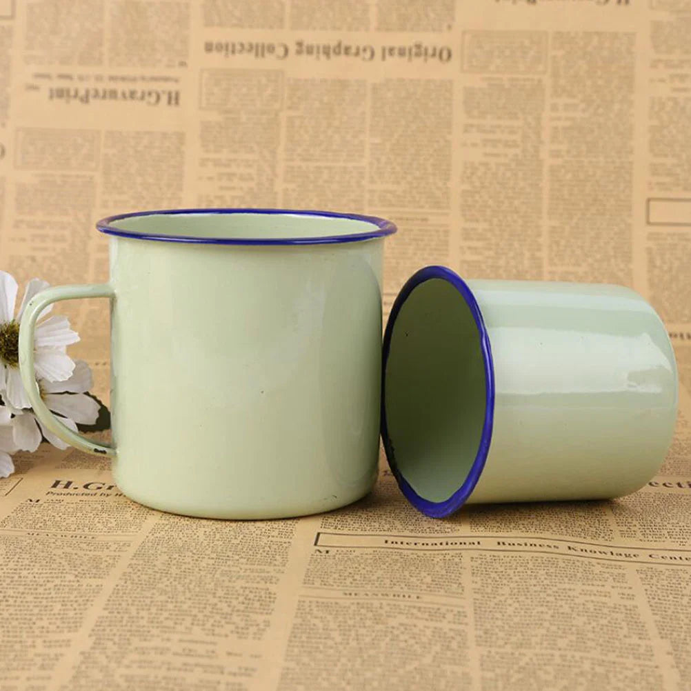 6 Pcs Vintage Enamel Mug Tea Mugs Water Cup Coffee Camper Glass Travel for Camping Drinking Cups