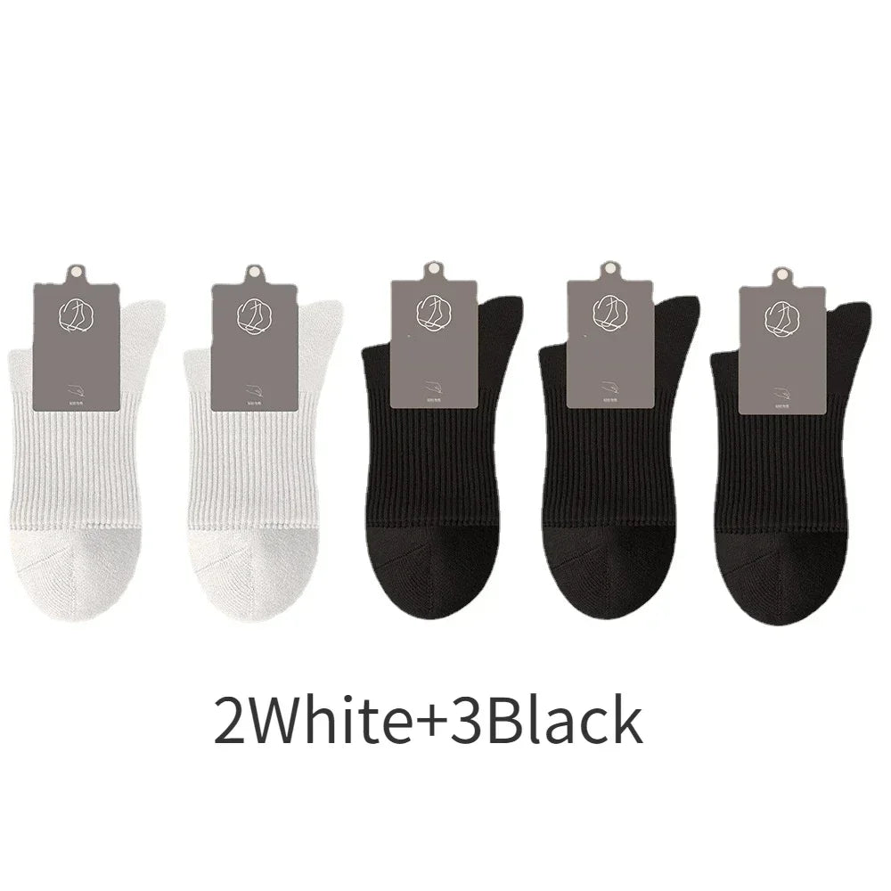 96% Pure Cotton Men's Socks 5 Pairs/Lot High Quality Business Antibacterial Long Thick Socks Casual Breathable Autumn Winter