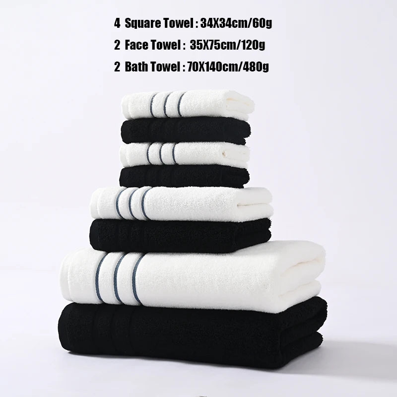 6/8PCS Bath Towel Set Adult Bathroom Cotton Super Absorbent 2 Wash Towel 2 Hand Towel 2 Bath Towel Hotel Spa Beauty Salon Grey