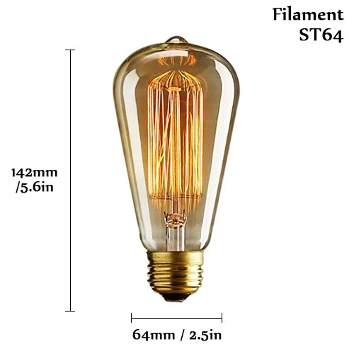 8/10pcs Retro Edison Light Bulb E27 220V 110V 40W ST64 G80 G95 T10 T45 T185 A19 A60 Filament Incandescent Ampoule Vintage Lamp