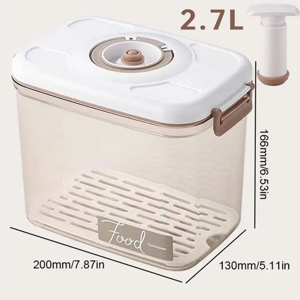 2.7/2.1/1.2L Vacuum Food Storage Box Vacuum Food Container with Time Compass & Air Pump Sealed Food Storage Box for Grains Rice