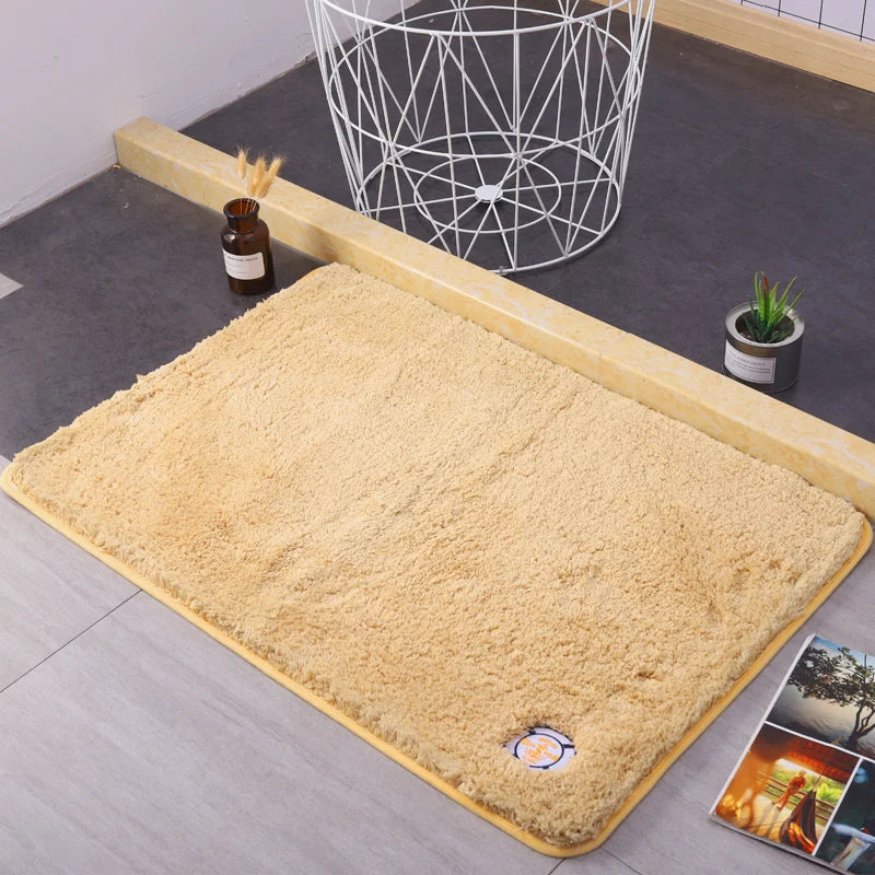 Water Absorbtion Anti-Slip Bath Mat Thickened Bathroom Carpet Long Hair Floor Mat Machine Washable Toilet Mat Fluffy Bat