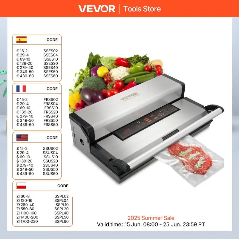 SucceBuy Commercial Vacuum Sealer Machine Multifunction Automatic Food Packaging with Bag Roll Storage Cutter for Home Kitchen