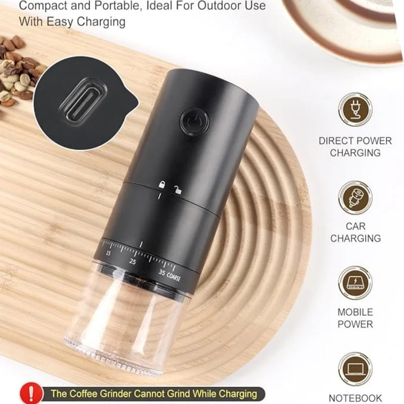 2024 New Portable Electric Coffee Grinder 38 Gears Adjustment Ceramic Filter Long Battery Life One-Button Start Bean Grinder