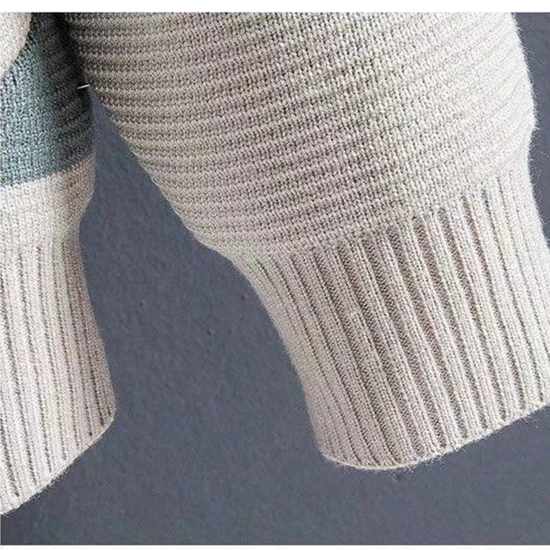 Korean Fashion Spring Autumn New Cardigan Sweaters Coats Men's V-Neck Contrast Color Pockets Loose Long Sleeve Knitted Jackets