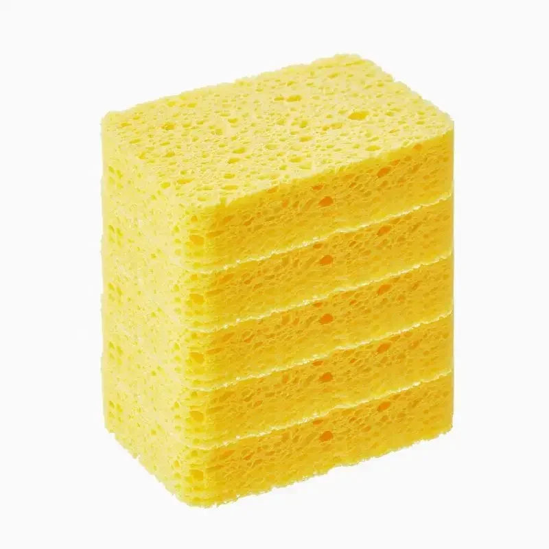 5PCS Kitchen Thickened Wood Pulp Cotton Sponge Cleaning Non-oil Sponge Block for Dishwashing Utensils Cleaning Cloth Dish Brush