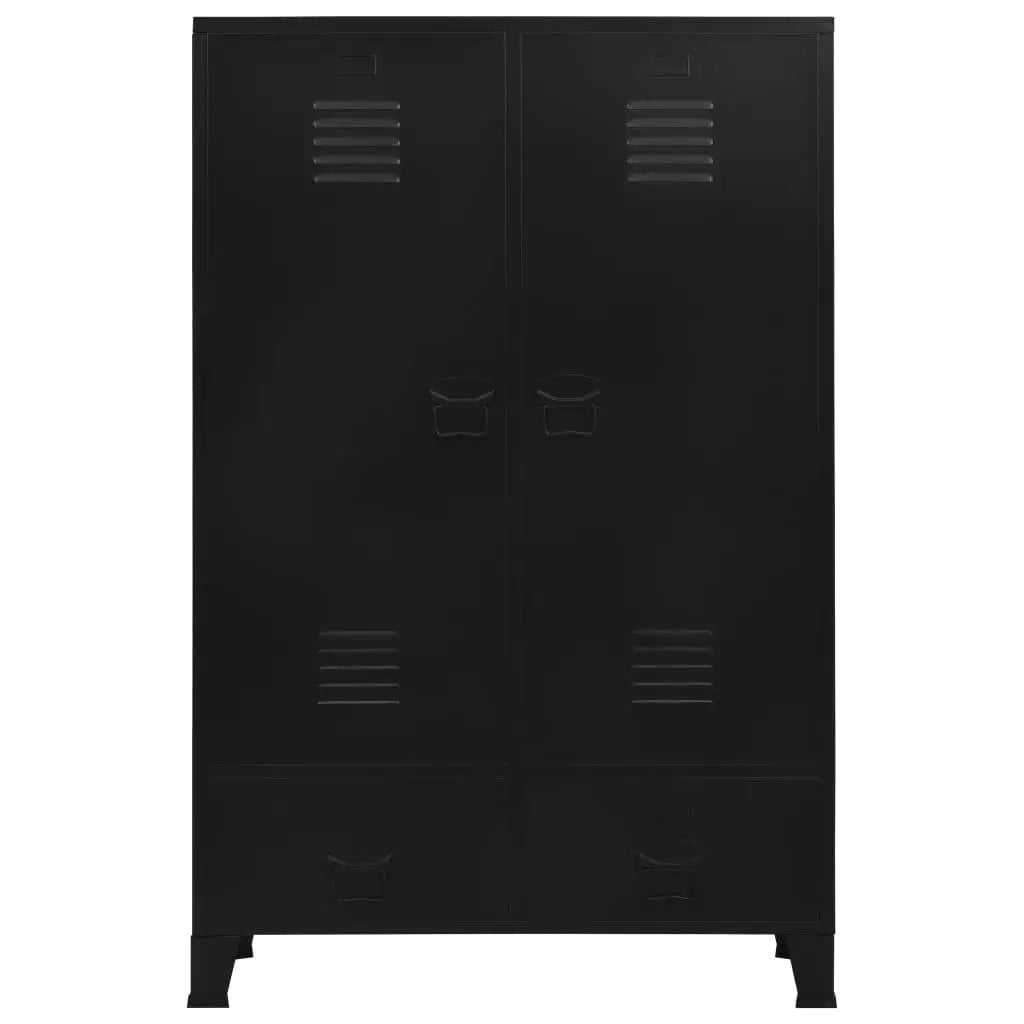 Industrial Black Steel Wardrobe 90x40x140 cm - Stylish Storage Solution