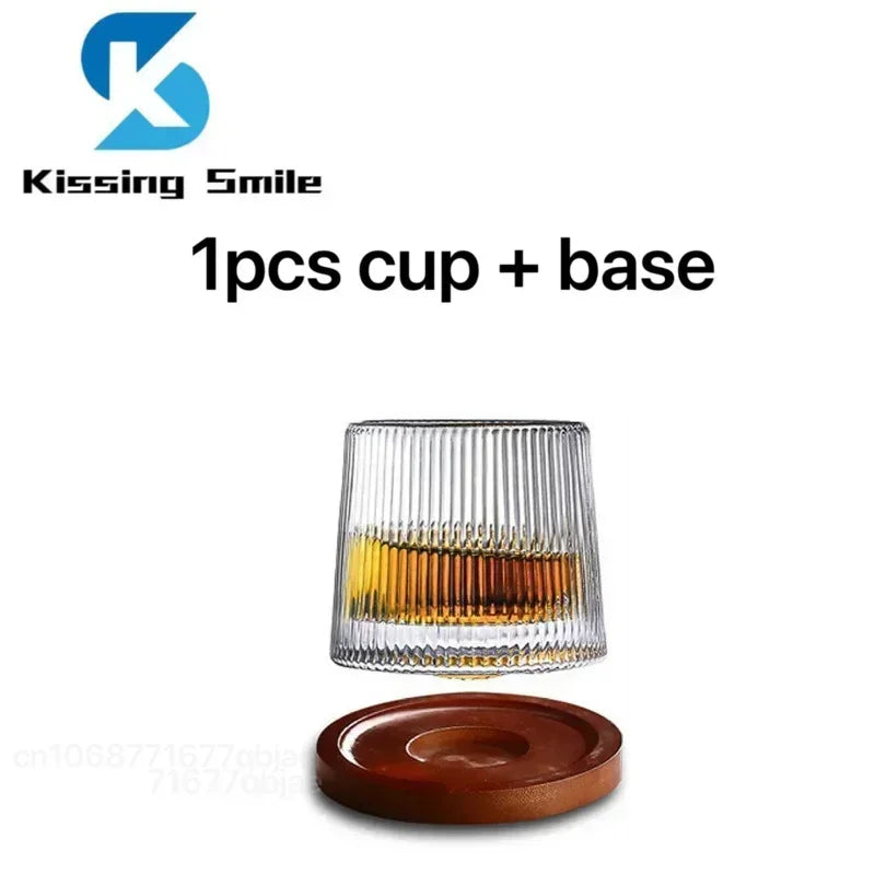 Creative Whiskey Glasses Durable Spinning Glassware Cocktails Wine Brandy Cup Water Juice Tea Mug Party Drinking Glass Tumbler