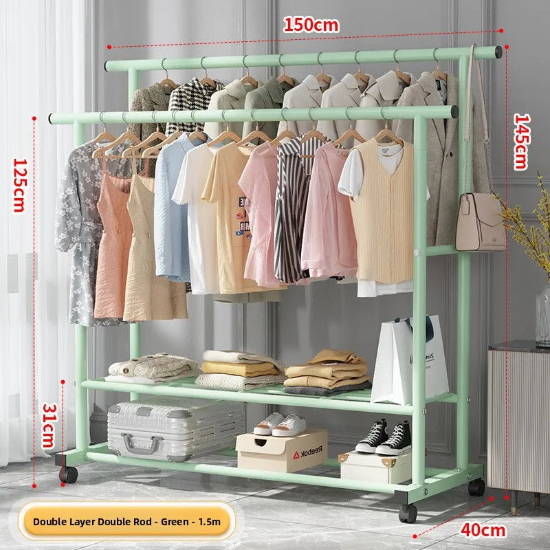 Simple Floor-Mounted Clothes Drng Ra Indoor Balcony Dormi Coat Hanger Metal Clothesline Holder Easy to Use