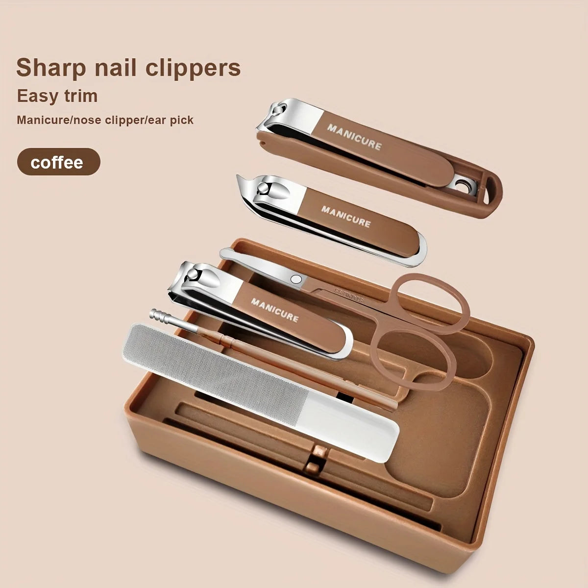 manicure set 6Pcs Stainless steel splash proof nail clippers  household nail scissors pedicure special nail clipper tool
