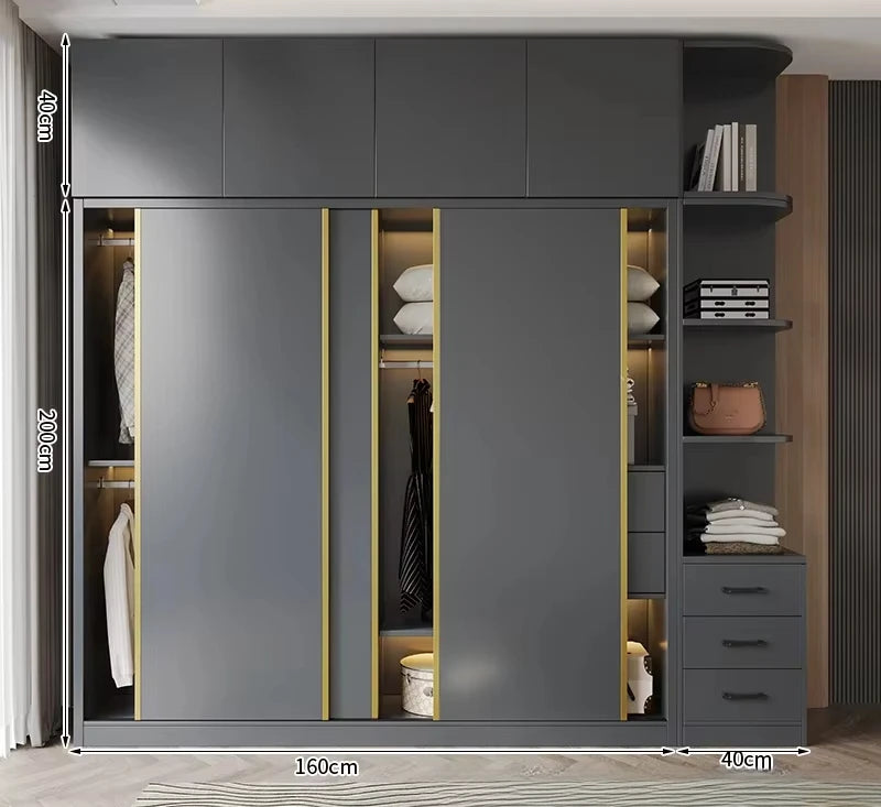 Clothes Girls Wardrobe Storage Gold Black Modern Display Wardrobe European Multifunction Vitrinas Cristal Expositoras Furniture