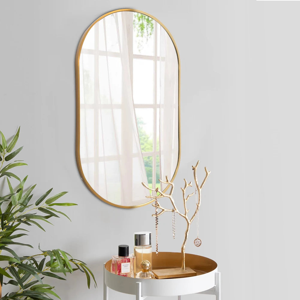 【Lifeideas】Gold 70cm Oval Bathroom Vanity Mirror Wall Mirror