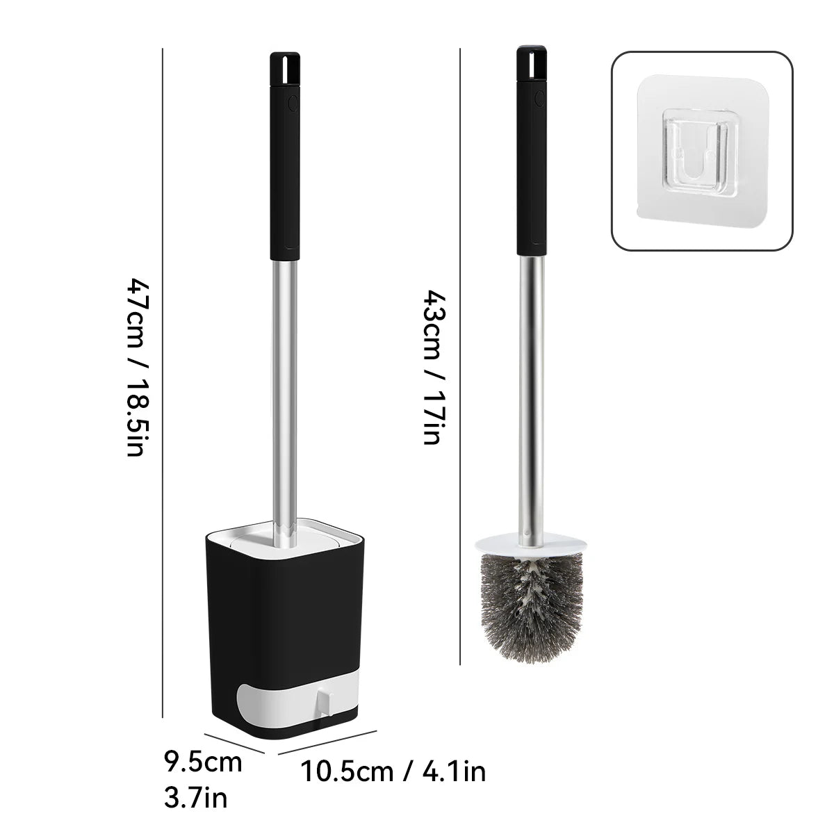WORTHBUY Long Handle Toilet Brush Plastic Wall Mounted Toilet Cleaning Brush No Dead Corners Bathroom Toilet Cleaner Brush Set