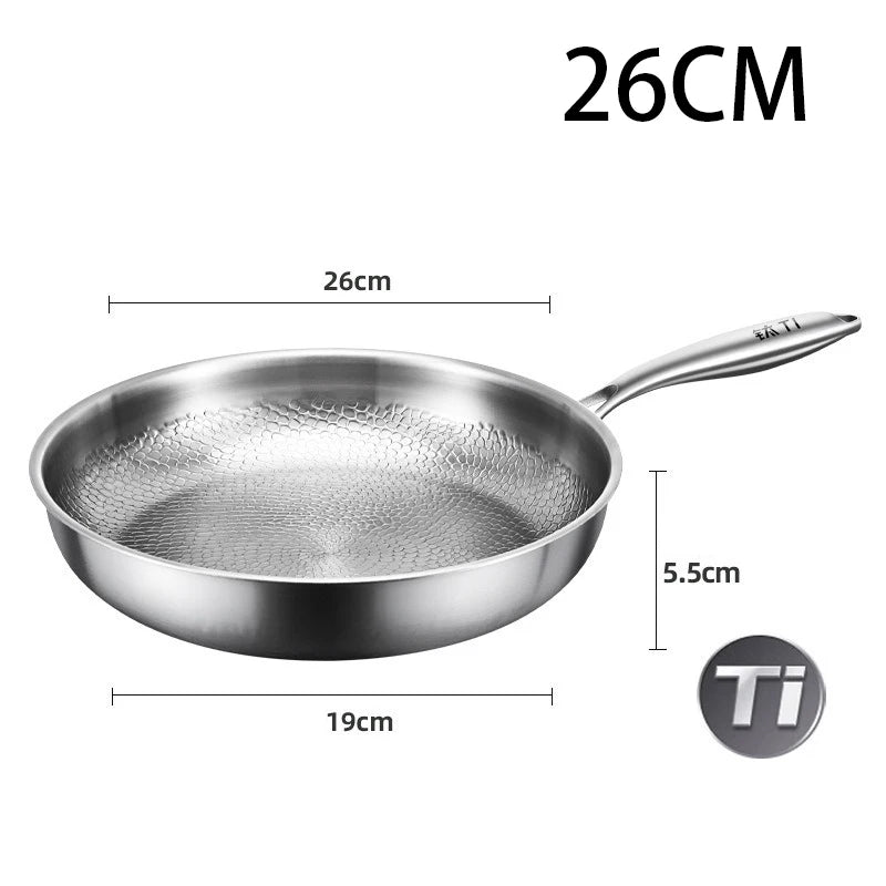 German Titanium Alloy Frying Pan Uncoated Fish Scale Hammer Pattern Non Stick Pan Household Steak Frying Pan Kitchen Cookware