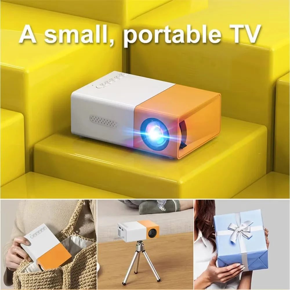 LED Mini Projector, Outdoor Portable Home Projector, Compatible With Mobile Phones Devices USB/SD/AV/Hd Home Theater/Office Use