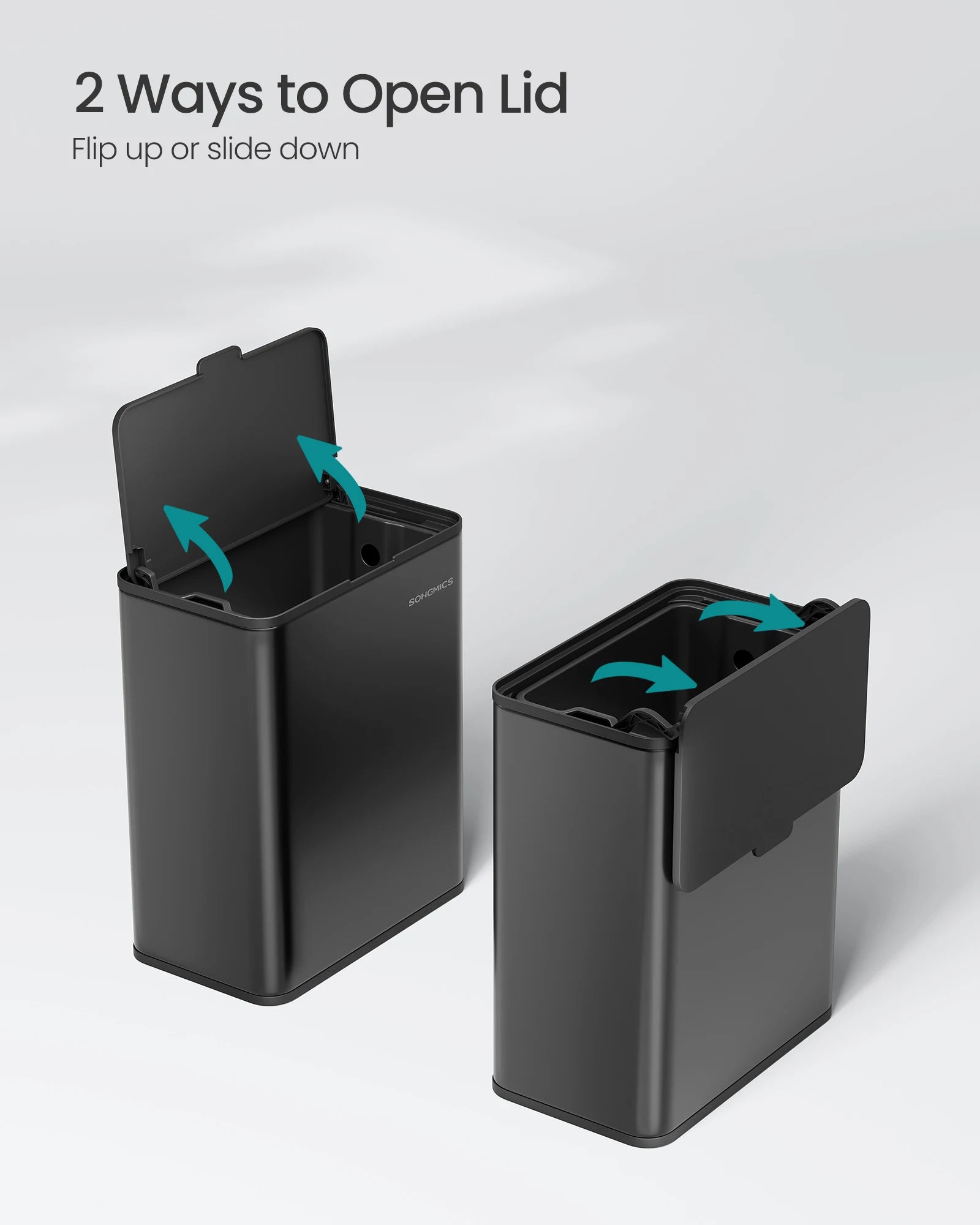 SONGMICS Hanging Kitchen Bin, 2.1-Gallon (8 L) Steel Trash Bin with Lid for Food Waste