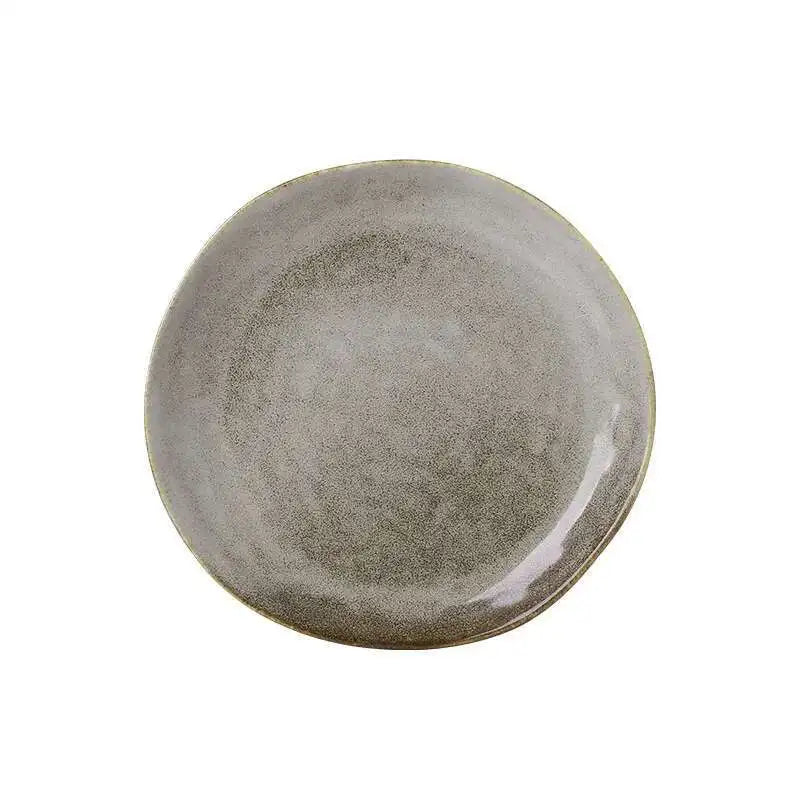 Japanese Ceramic Dinner Plate Rice Bowl Food Tray  Retro Gray Tableware Porcelain Fruit Salad Sushi Serving Plate Dinnerware