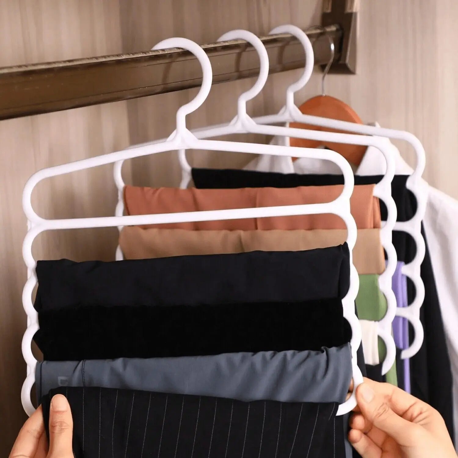 5/10PCS Multi Layer Clothes Pants Trouser Hanger Storage Closet Space Organizer