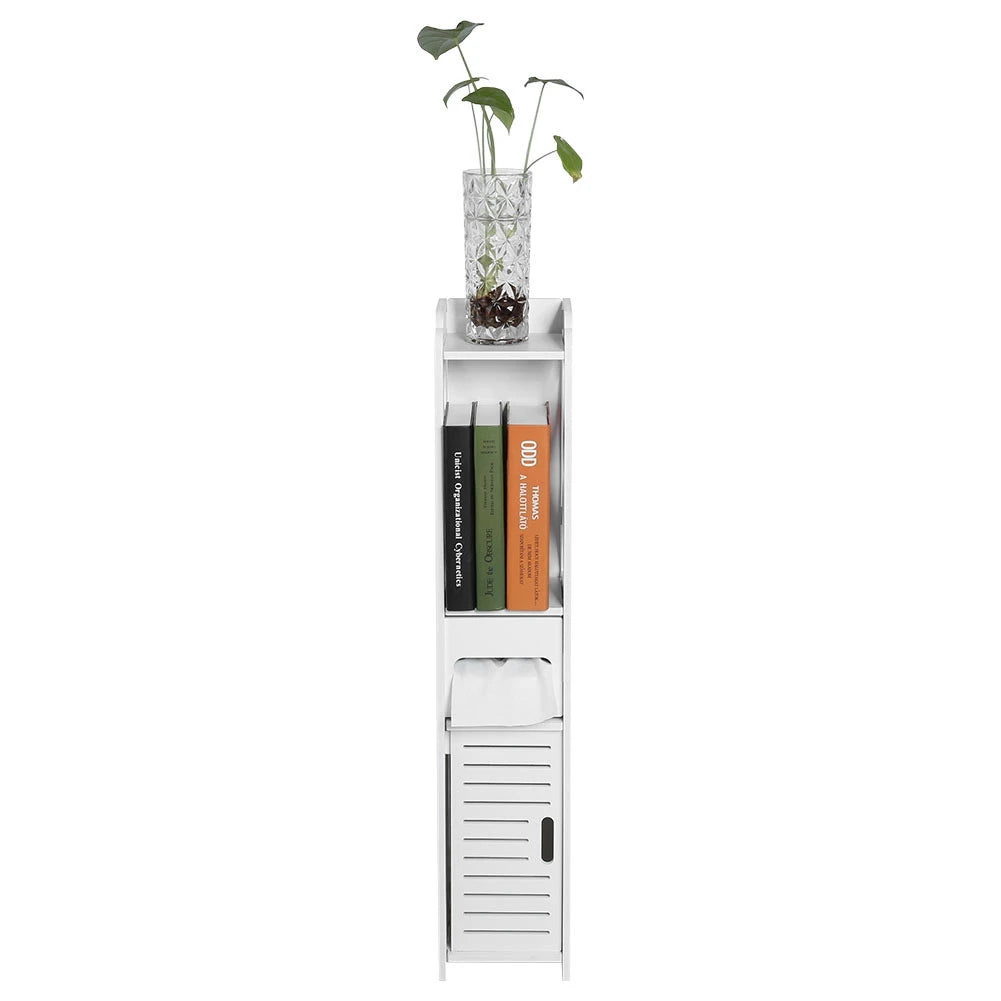 80x15.5x15CM Bathroom Toilet Furniture Cabinet White Wood Cupboard Shelf Tissue Storage Rack Bathroom Storage Cabinet