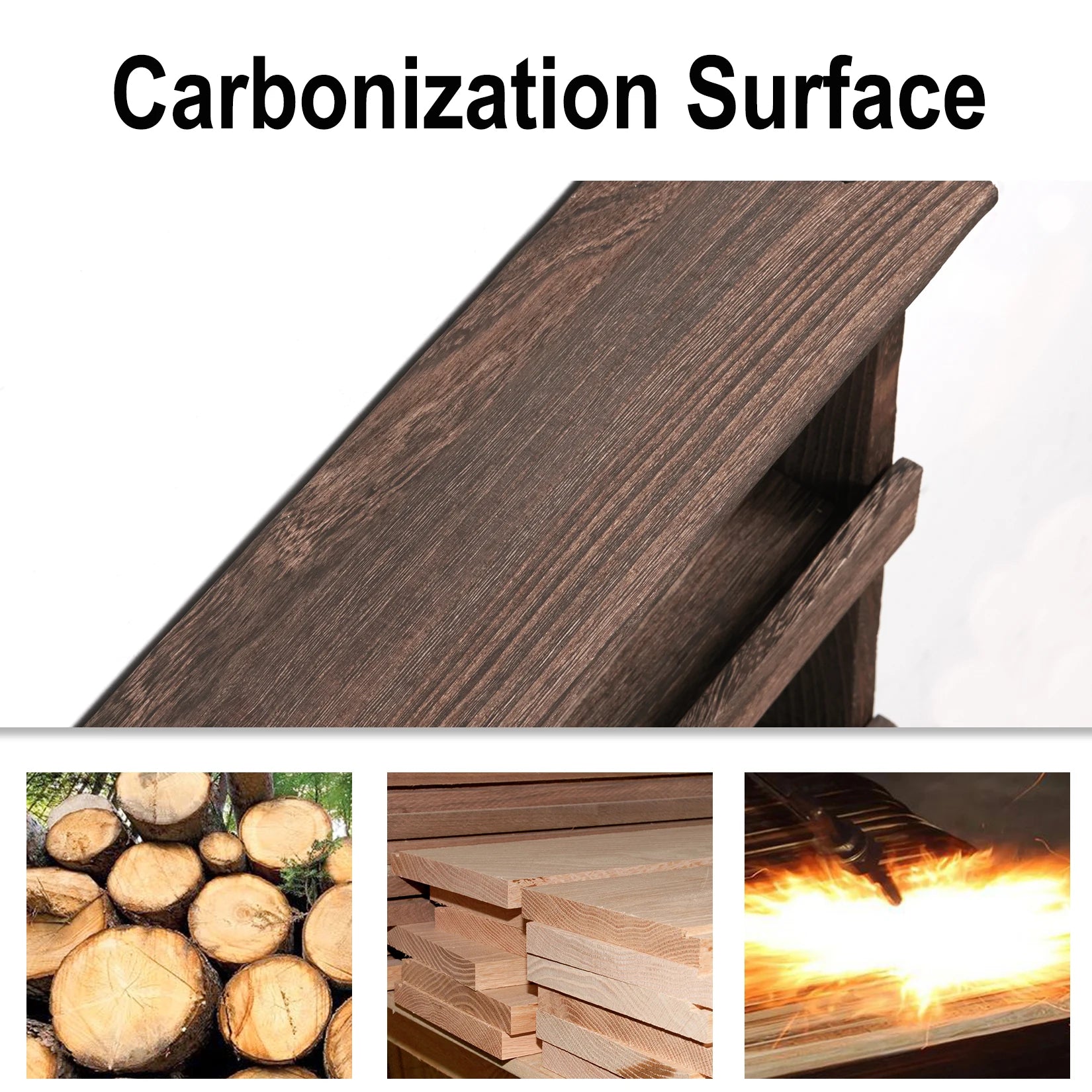 Rustic Torched Wood Wall Mounted 4-Tier Spice Rack Hanging Spice Shelf Storage Jars Stand Organizer