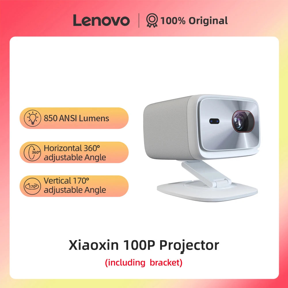 Original Lenovo Xiaoxin 100P Projector 850 ANSI Auto Focus Wifi6 Smart Home Theater 360 PTZ Support 4K HD Portable Projector