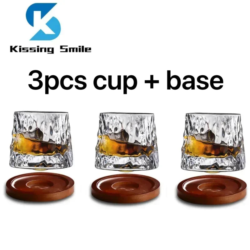 Creative Whiskey Glasses Durable Spinning Glassware Cocktails Wine Brandy Cup Water Juice Tea Mug Party Drinking Glass Tumbler