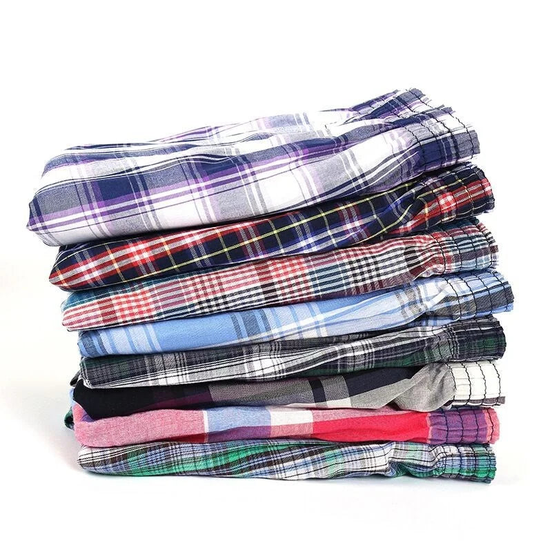 5Pcs/lot Boxer Men Thin Summer Underwear Cotton Man Big Size Short Breathable Plaid Flexible Short Boxer Male Underpants Shorts