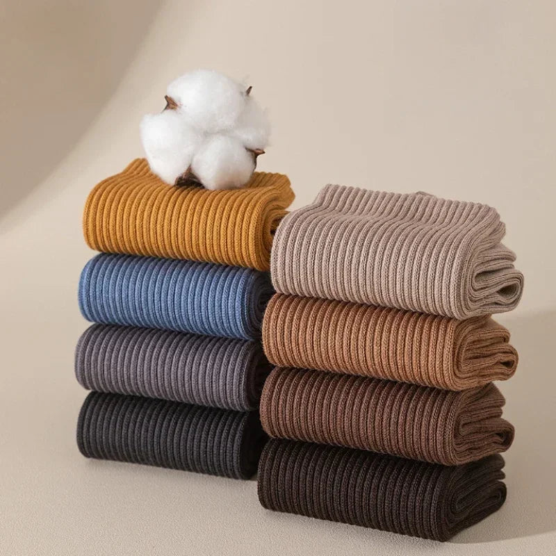 96% Pure Cotton Men's Socks 5 Pairs/Lot High Quality Business Antibacterial Long Thick Socks Casual Breathable Autumn Winter