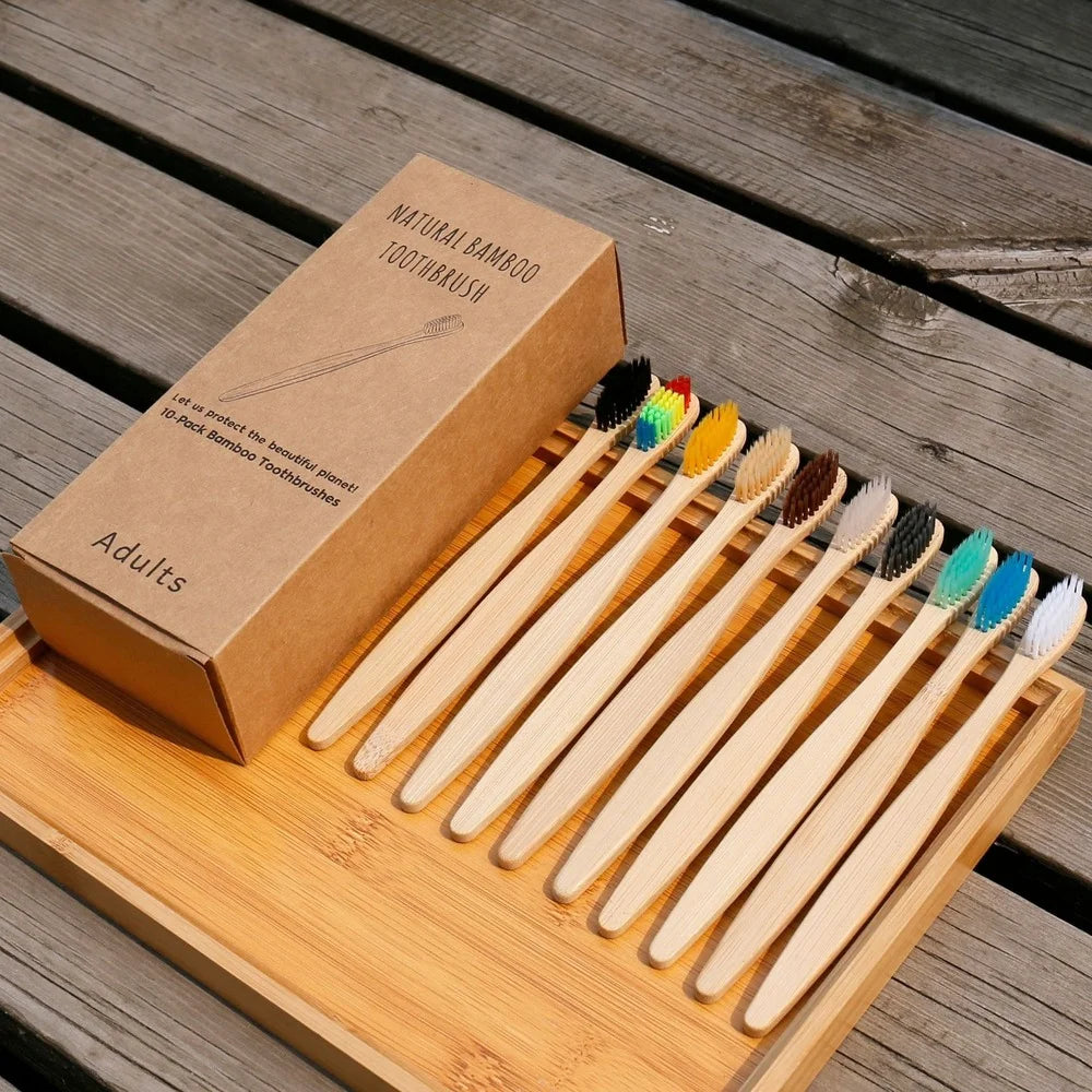 10/20/30/50/100PCS Colorful Toothbrush Natural Bamboo Tooth Brush Set Soft Bristle Charcoal Teeth Eco Bamboo Toothbrushes