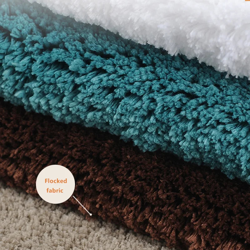 Water Absorbtion Anti-Slip Bath Mat Thickened Bathroom Carpet Long Hair Floor Mat Machine Washable Toilet Mat Fluffy Bat