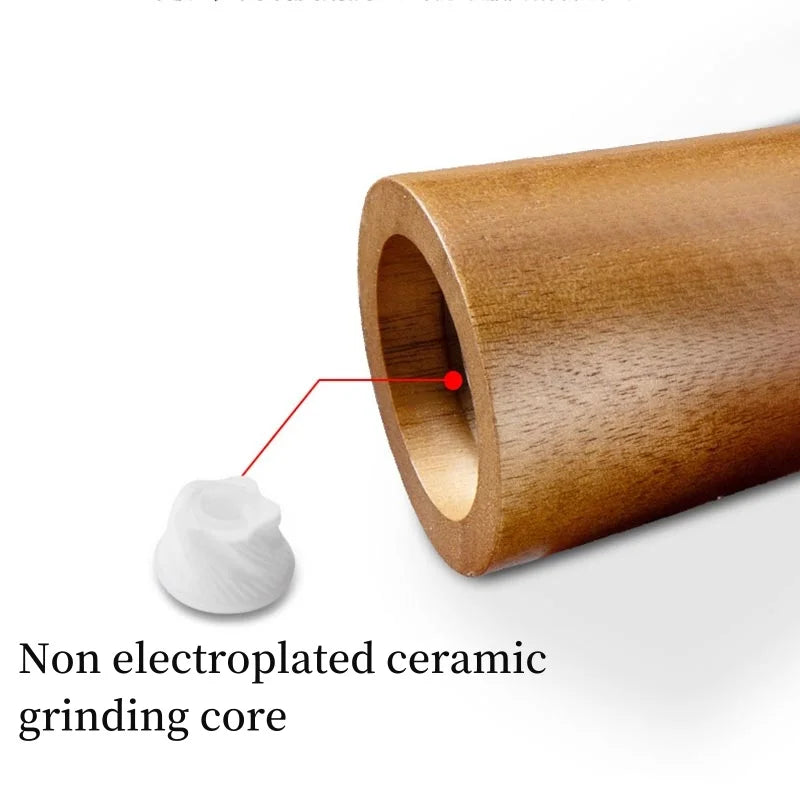 8inch Pagoda Acrylic Pepper Mill Sets With Base,Manual Wooden Salt and Pepper Grinder With Ceramic Core Spice Shaker Tools Sets