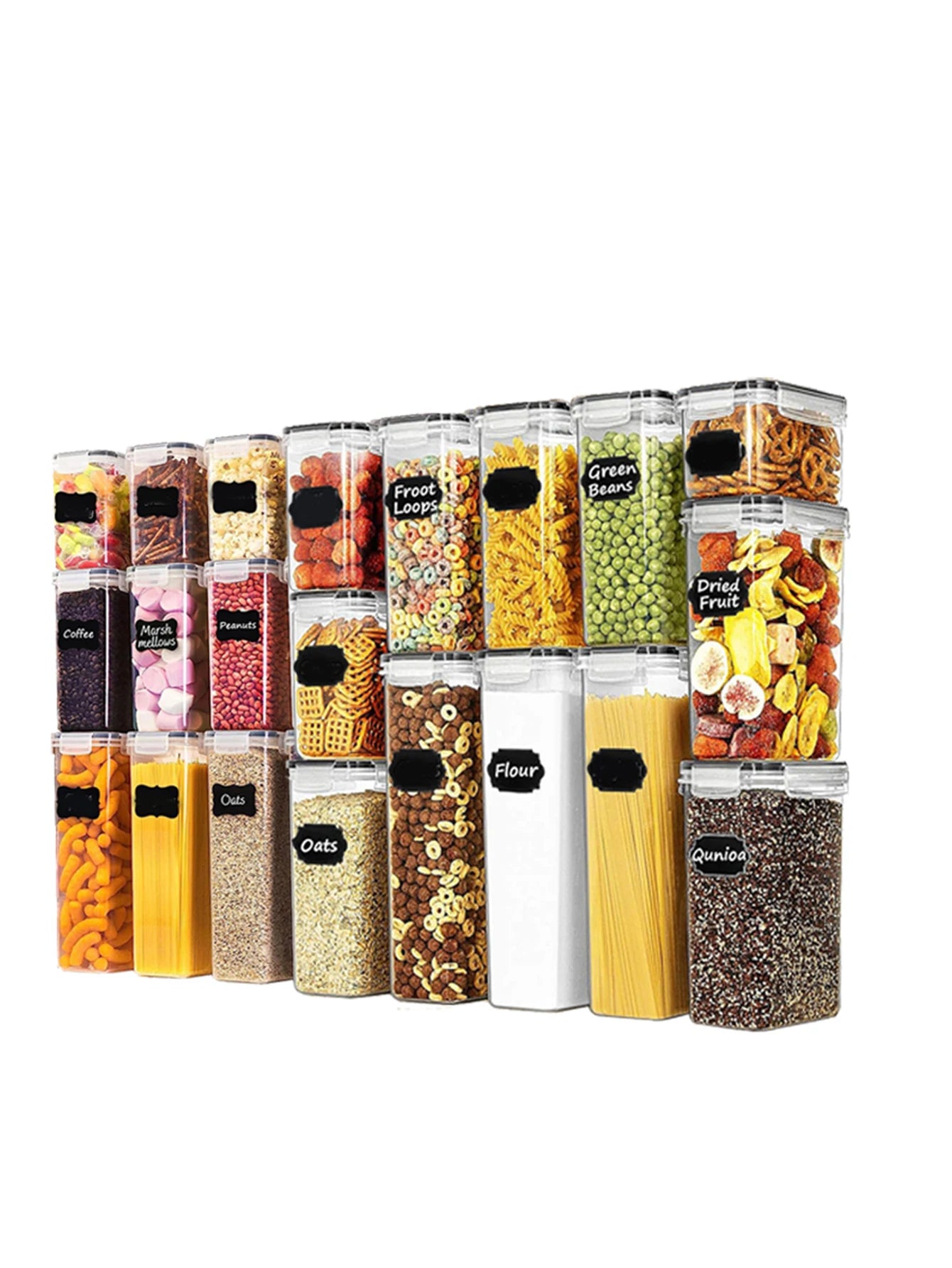 6pcs Sealed food storage containers with LIDS, candy jars with LIDS,  plastic food jars with LIDS for kitchen and pantry organiz