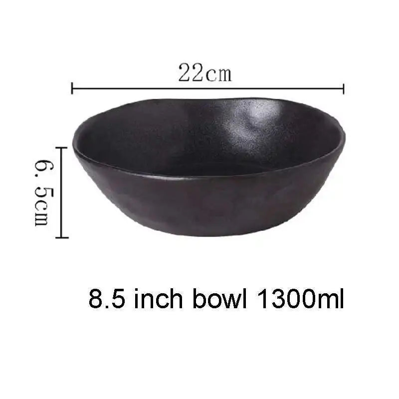 Japanese Ceramic Dinner Plate Rice Bowl Food Tray  Retro Gray Tableware Porcelain Fruit Salad Sushi Serving Plate Dinnerware
