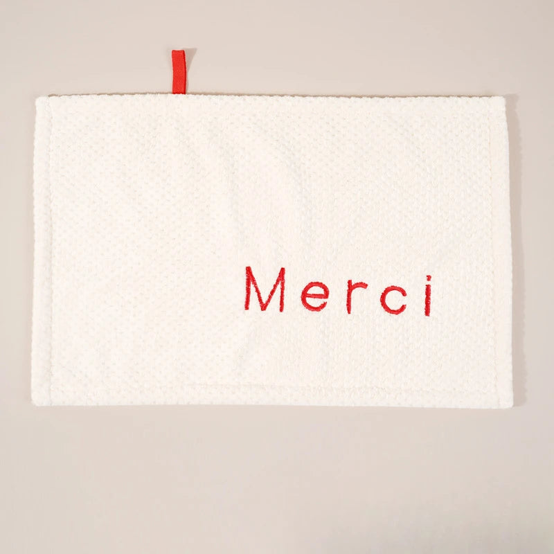 Nordic Hanging Hand Towel Home Embroidery Thickened Coral Velvet Absorbent Small Towel for Kitchen Bathroom Hankerchief