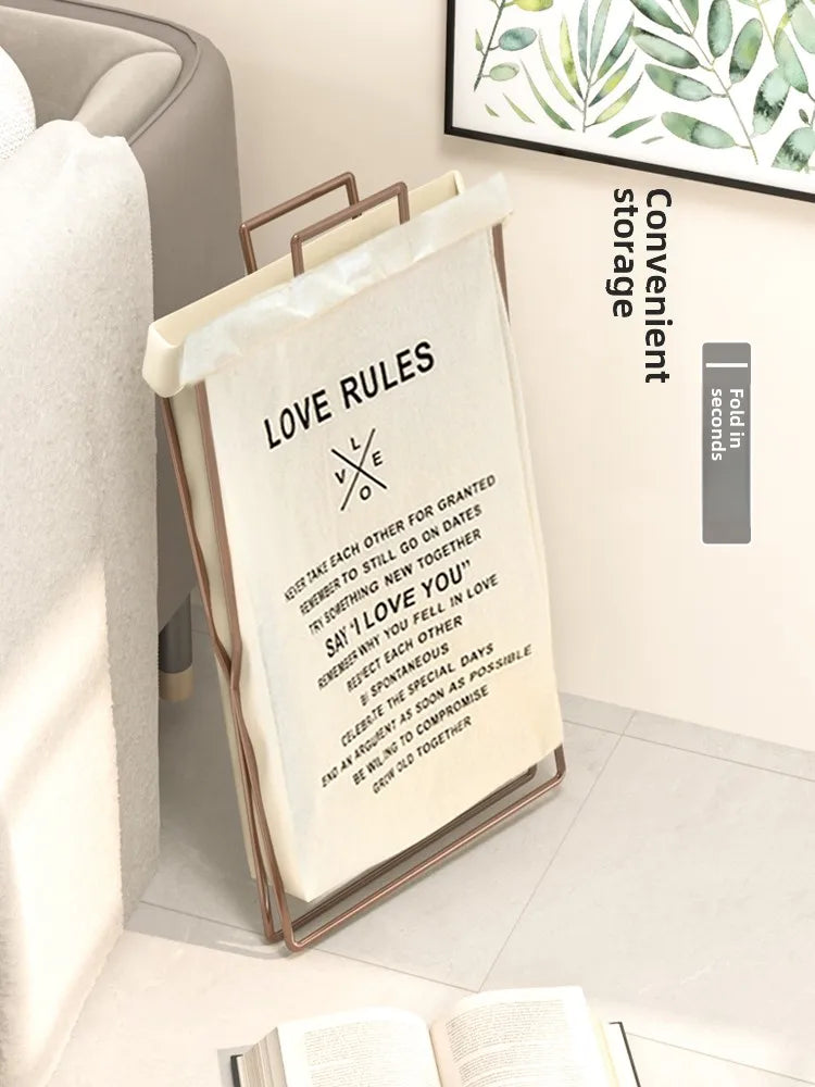 Trendy Foldable Laundry Basket with Lid for Home Batoom Dir Clothes Hamper Iron Material Japanese Sle Storage Basket