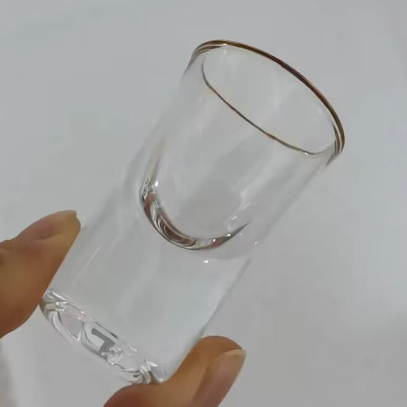12pcs Gold Foil 15ml Baijiu Cup Household Creative Small Cup Smooth Cup Glass Gilt Edged Cups Wine Dispenser Spirits Wine Cups