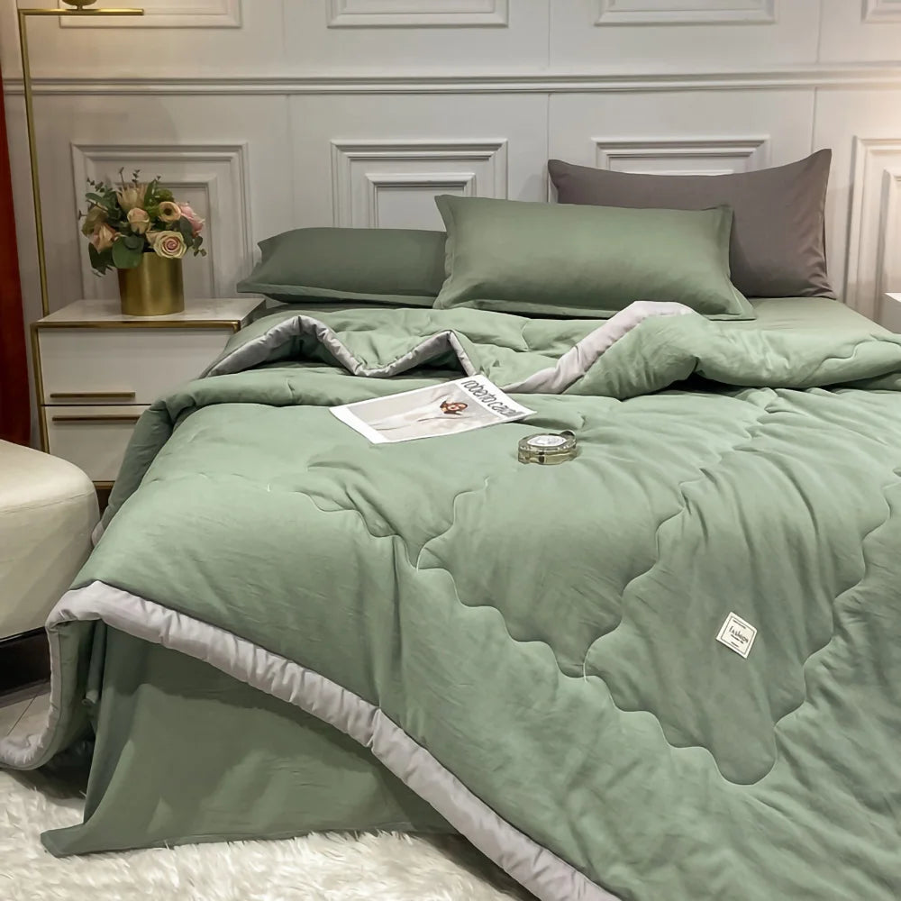 Zomer Airconditioning Quilt Gewassen Katoen Gooi Deken Quilten Dunne Dekbed Cooling Dekbed Gewatteerde Quilt Effen Kleur