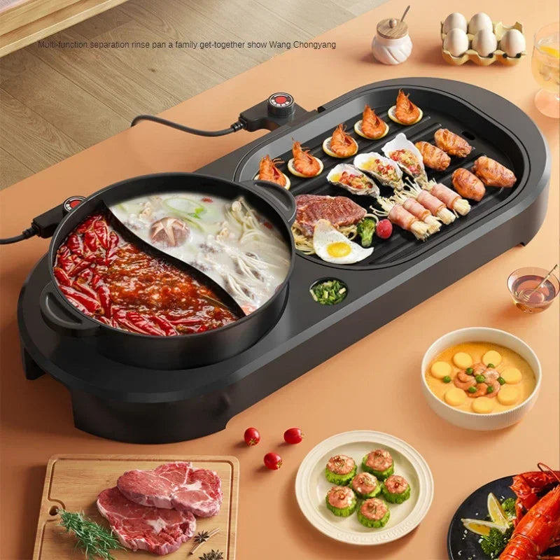 Hot Pot Barbecue Integrated Pot Home Multi-function Smokeless Electric Barbecue Pan Roaster Electric Grill Kitchen Appliances