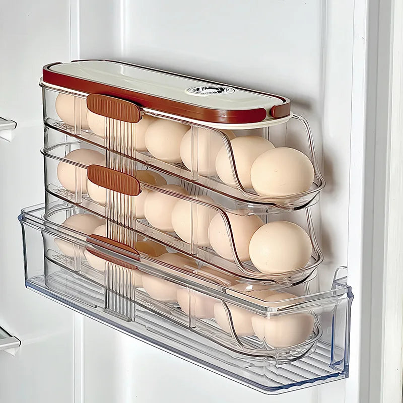 1 pcs egg storage box automatic rolling refrigerator egg rack storage handheld stackable egg refrigerator side door Storagerack