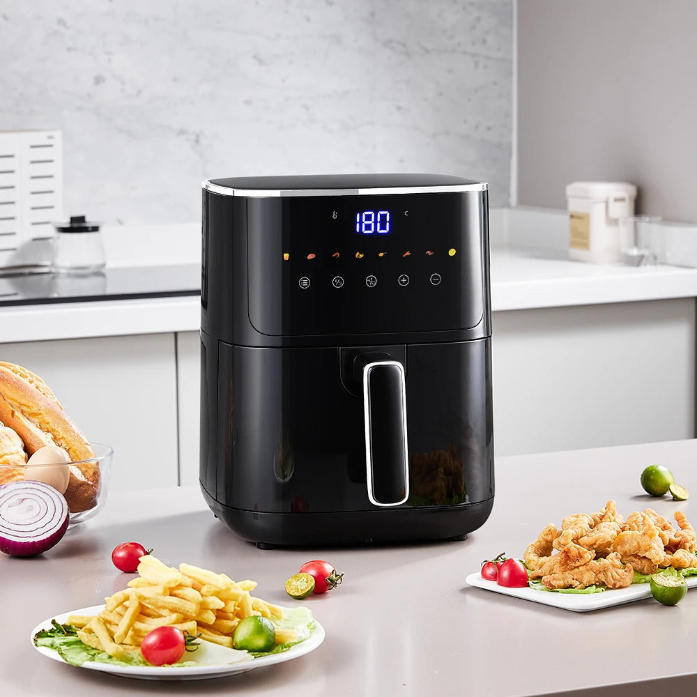 KOMORE 4.7L Air Fryer with Smart Touch Display 60 Minutes Timer & 80°C-200°C Adjustable Temperature& 8 Preset Cooking Modes