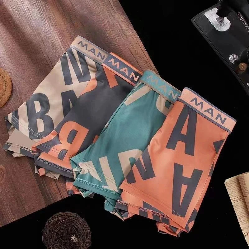 12PCS Men's Underwear Boys' Boxing Fashion Letter Printed Underwear Comfortable and Breathable Men's Underwear Plus Size Shorts